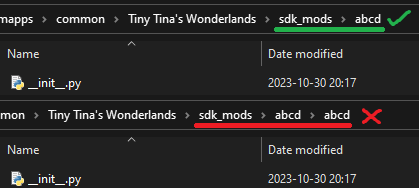 Comparing normal vs nested mod folders