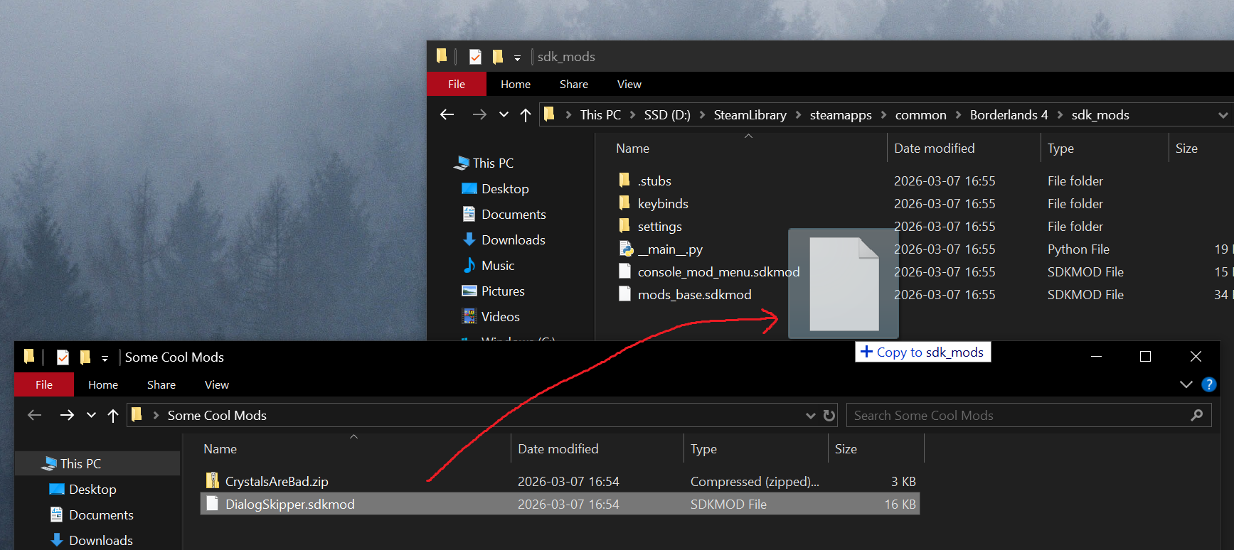 Installing a dot sdkmod