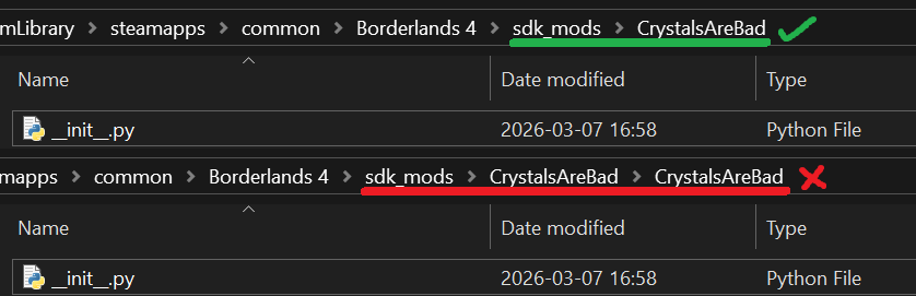 Comparing normal vs nested mod folders