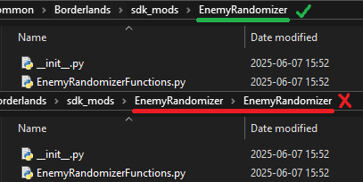 Comparing normal vs nested mod folders