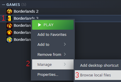 Steam browse local files option